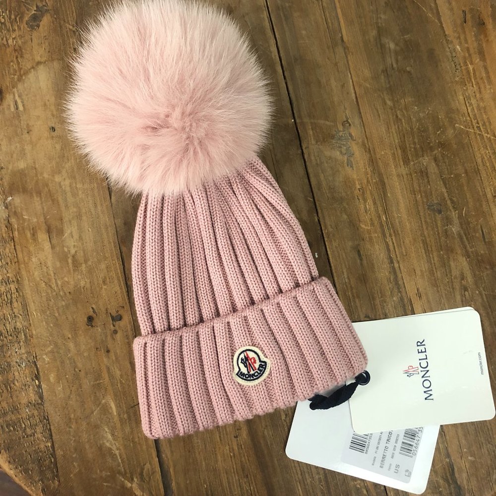 Montcler Ribbed Wool Pom Beanie